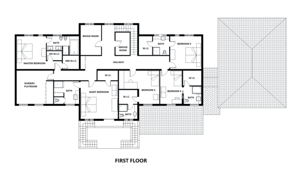 House Design - European Floor Plan - Upper Floor Plan #542-9