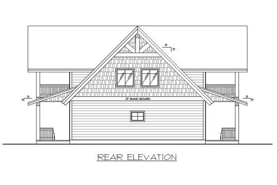 Exterior - Rear Elevation for Cabin House Plan #117-919 - 4 bed, 3.5 bath