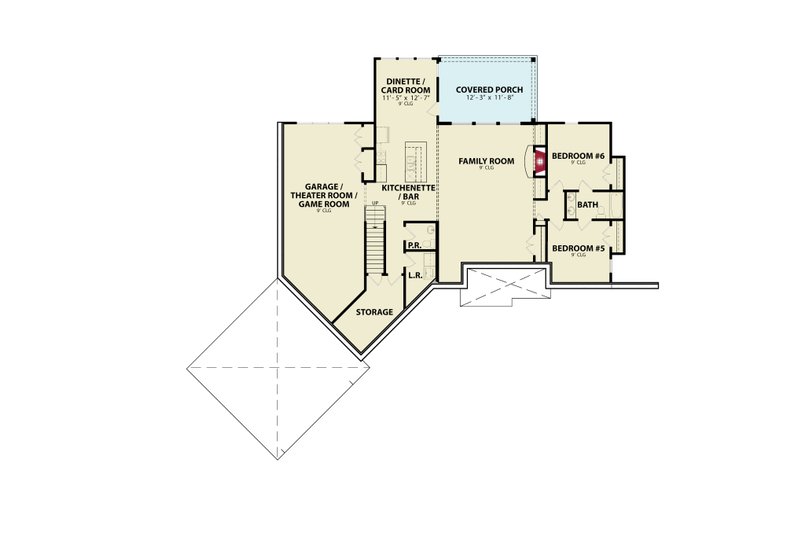 Home Plan - Floor Plan - Lower Floor for Ranch House Plan #54-498 - 3 bed, 2.5 bath