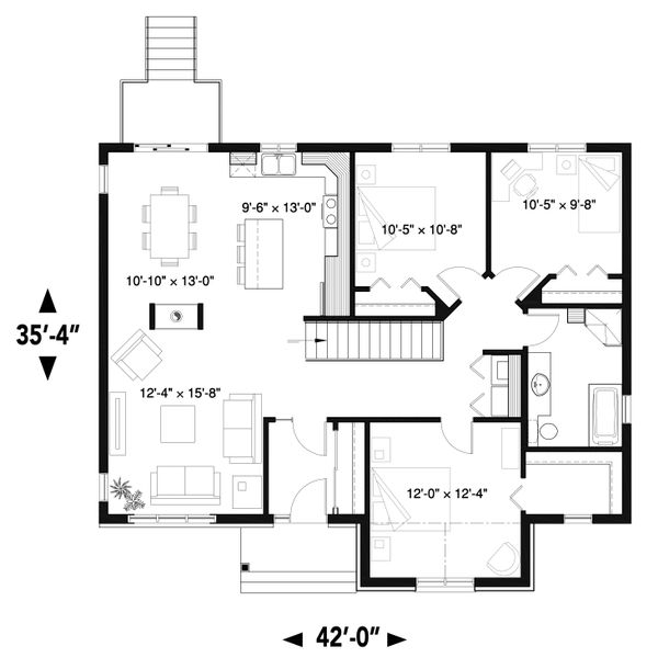 Home Plan - Craftsman Floor Plan - Main Floor Plan #23-2666