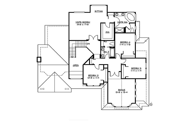 Architectural House Design - Floor Plan - Upper Floor for Craftsman House Plan #132-212 - 4 bed, 2.5 bath