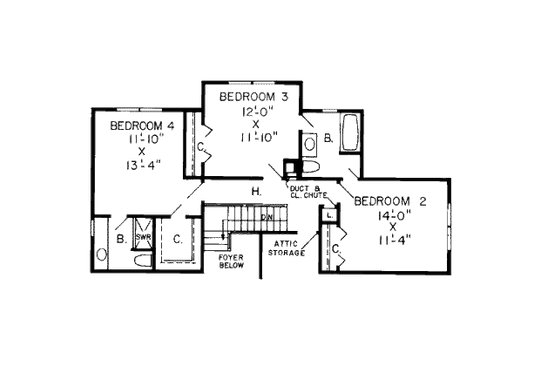 Floor Plan - Upper Floor for European House Plan #312-778 - 4 bed, 3.5 bath