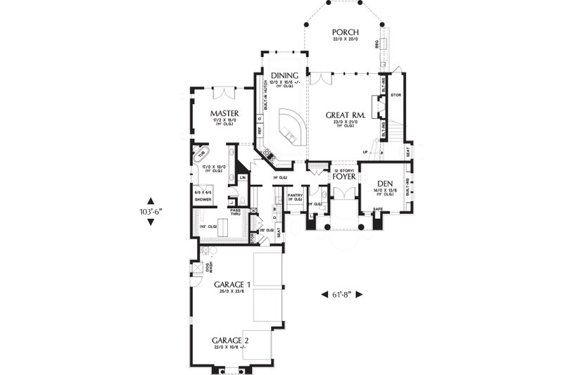 House Plan Design - Floor Plan - Main Floor for European House Plan #48-650 - 4 bed, 4.5 bath
