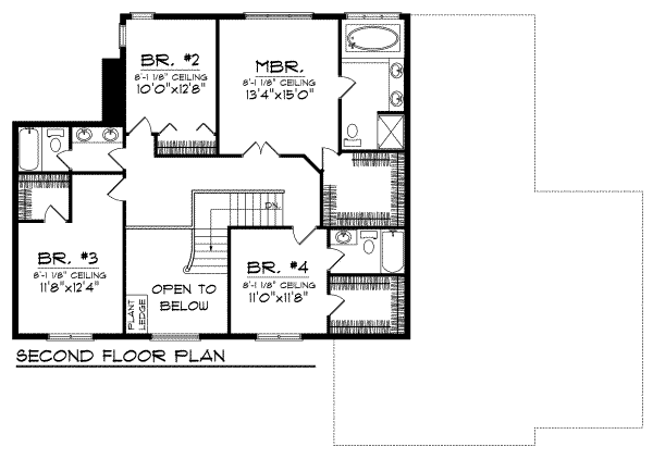 Architectural House Design - Traditional Floor Plan - Upper Floor Plan #70-732