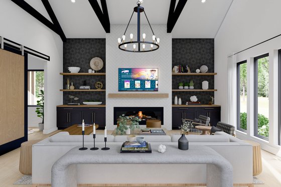 Interior - Family Room for Barndominium House Plan #455-240 - 3 bed, 2.5 bath