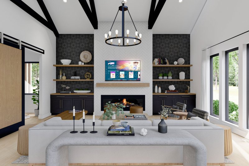 House Plan Design - Interior - Family Room for Barndominium House Plan #455-240 - 3 bed, 2.5 bath