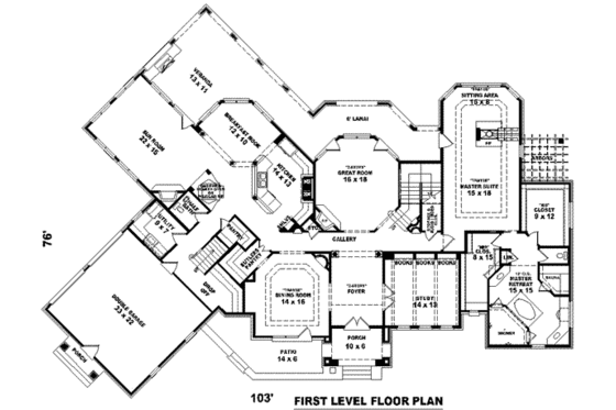 Floor Plan - Main Floor for European House Plan #81-1355 - 4 bed, 3.5 bath