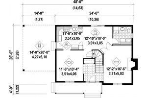 Floor Plan - Main Floor for Farmhouse House Plan #25-4262 - 3 bed, 2 bath