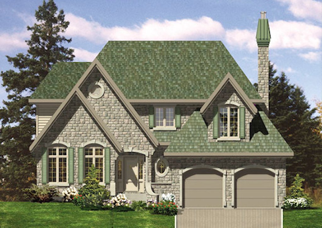 Exterior - Front Elevation 2 for European House Plan #138-327 - 4 bed, 1.5 bath