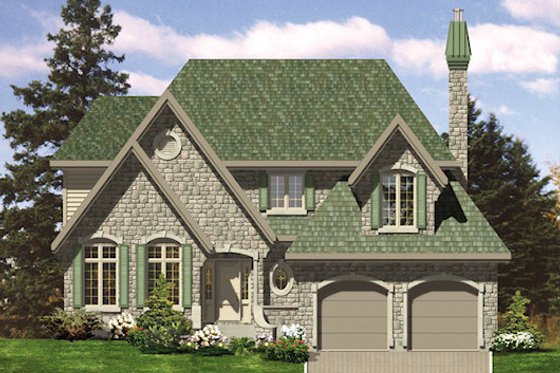 Exterior - Front Elevation for European House Plan #138-327 - 4 bed, 1.5 bath