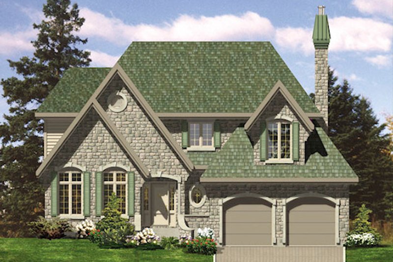 Exterior - Front Elevation 2 for European House Plan #138-327 - 4 bed, 1.5 bath