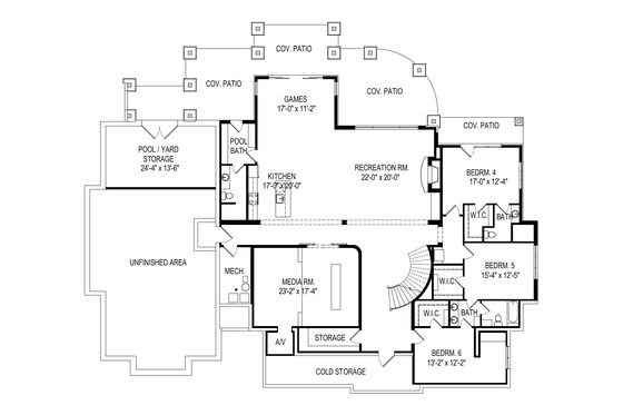 Floor Plan - Lower Floor for Craftsman House Plan #920-111 - 3 bed, 3.5 bath