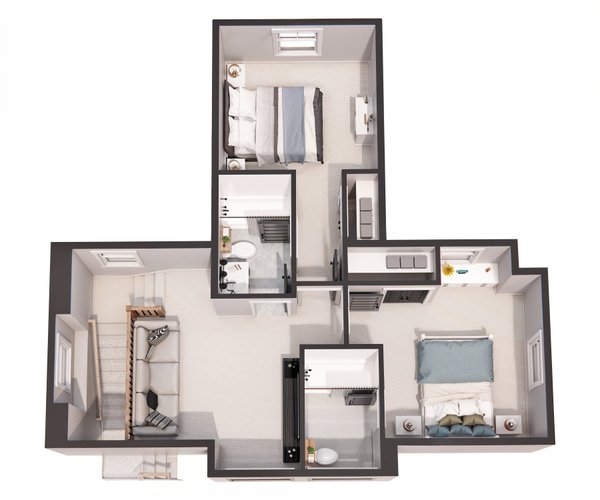 Farmhouse Floor Plan - Upper Floor Plan #51-1268