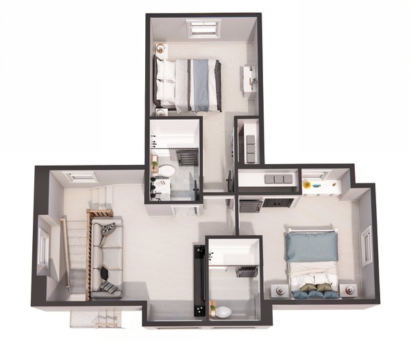 House Blueprint - Farmhouse Floor Plan - Upper Floor Plan #51-1268