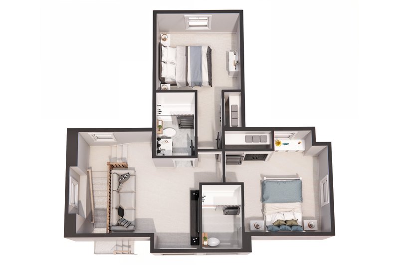 House Blueprint - Floor Plan - Upper Floor 1 for Farmhouse House Plan #51-1268 - 3 bed, 3.5 bath
