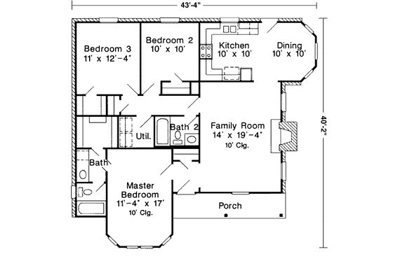 Floor Plan - Main Floor for Country House Plan #410-277 - 3 bed, 2 bath