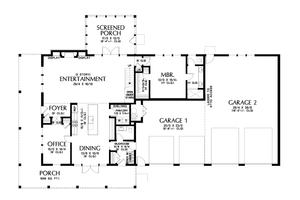 Floor Plan - Main Floor for Barndominium House Plan #48-1131 - 3 bed, 3.5 bath
