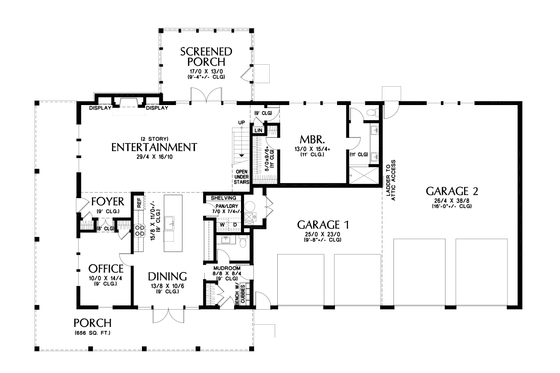 Floor Plan - Main Floor for Barndominium House Plan #48-1131 - 3 bed, 3.5 bath