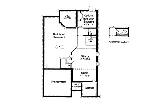 Floor Plan - Lower Floor for Craftsman House Plan #46-432 - 3 bed, 2 bath