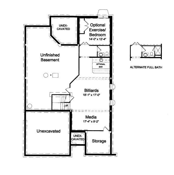 House Blueprint - Craftsman Floor Plan - Lower Floor Plan #46-432