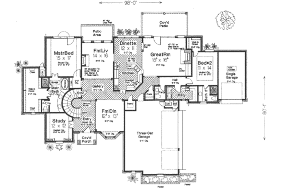 Floor Plan - Main Floor for European House Plan #310-341 - 4 bed, 3.5 bath