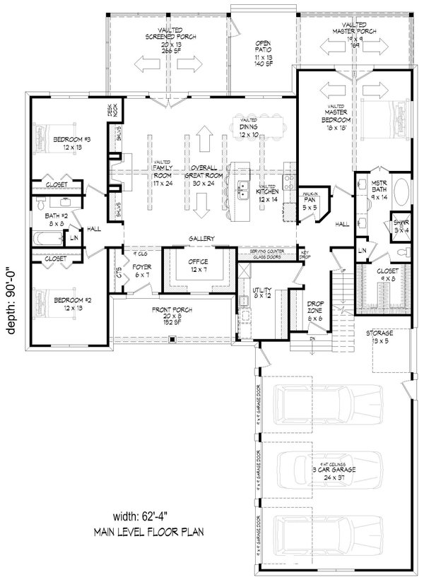 Country Floor Plan - Main Floor Plan #932-1015