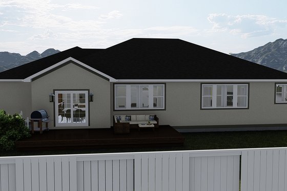 Exterior - Rear Elevation 1 for Traditional House Plan #1060-45 - 3 bed, 2 bath