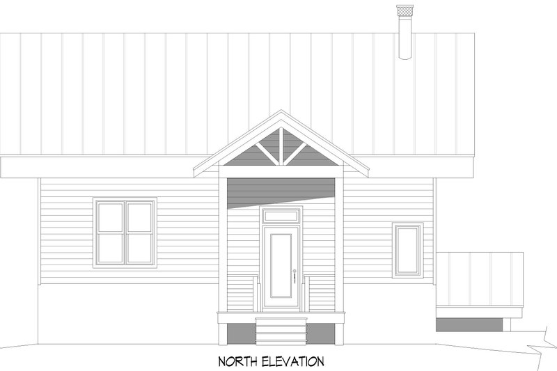 House Design - Exterior - Rear Elevation for Country House Plan #932-1267 - 2 bed, 2 bath