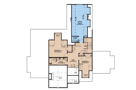 Floor Plan - Upper Floor for European House Plan #923-184 - 3 bed, 2.5 bath
