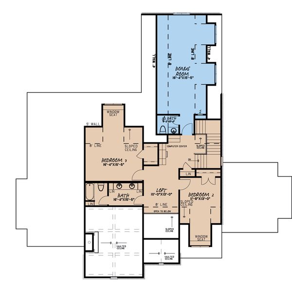 House Blueprint - European Floor Plan - Upper Floor Plan #923-184