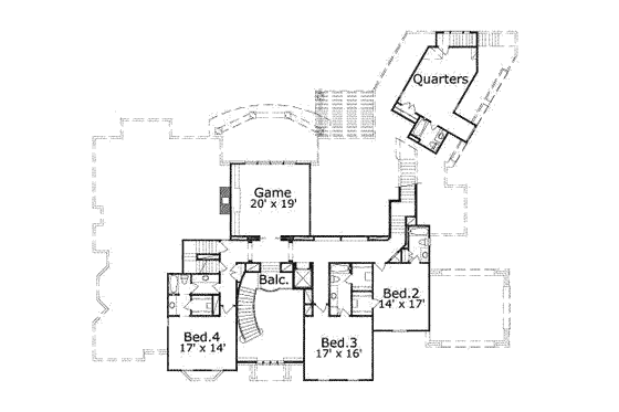 Floor Plan - Upper Floor for Mediterranean House Plan #411-126 - 4 bed, 5.5 bath