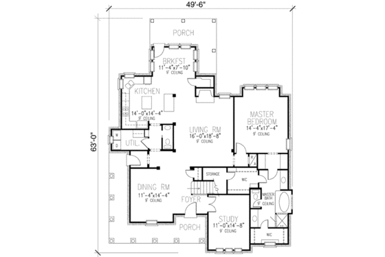 Floor Plan - Main Floor for Victorian House Plan #410-407 - 3 bed, 2.5 bath