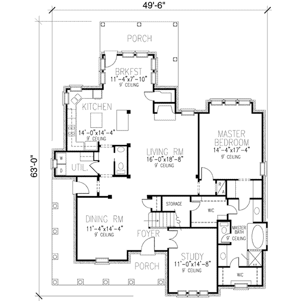 Dream House Plan - Victorian Floor Plan - Main Floor Plan #410-407