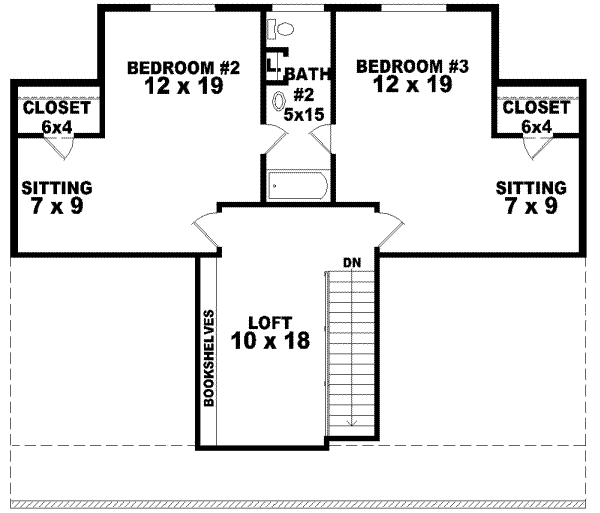 Southern Floor Plan - Upper Floor Plan #81-734