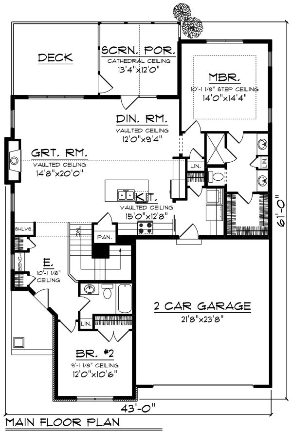 Craftsman Floor Plan - Main Floor Plan #70-1263