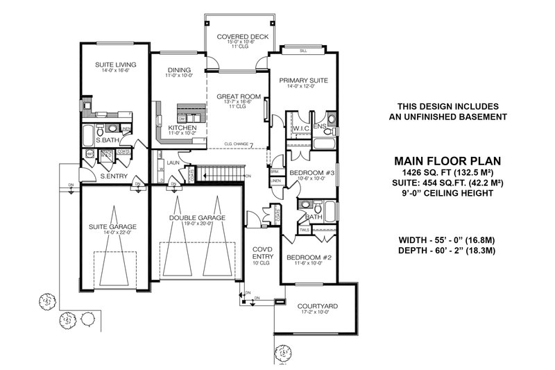 Home Plan - Floor Plan - Main Floor for Contemporary House Plan #1100-78 - 3 bed, 2 bath