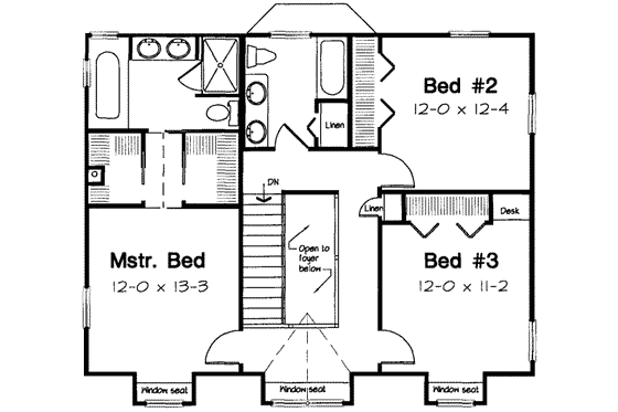 Floor Plan - Upper Floor for Country House Plan #312-164 - 3 bed, 2.5 bath