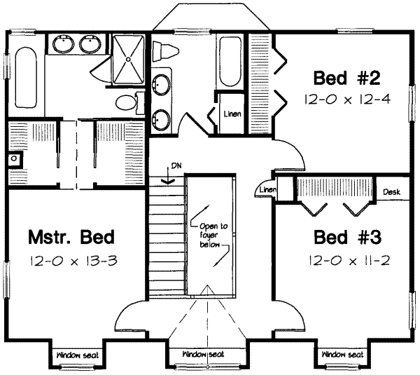 Floor Plan - Upper Floor for Country House Plan #312-164 - 3 bed, 2.5 bath