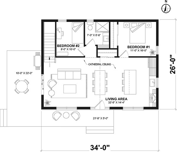 Home Plan - Cabin Floor Plan - Main Floor Plan #23-2887