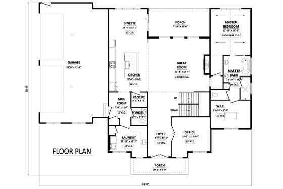Floor Plan - Main Floor for Farmhouse House Plan #1089-32 - 4 bed, 3.5 bath