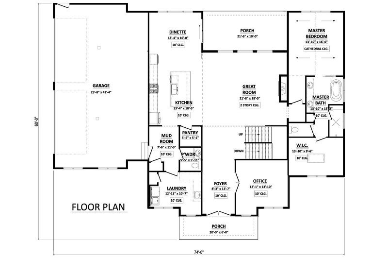 House Blueprint - Floor Plan - Main Floor for Farmhouse House Plan #1089-32 - 4 bed, 3.5 bath