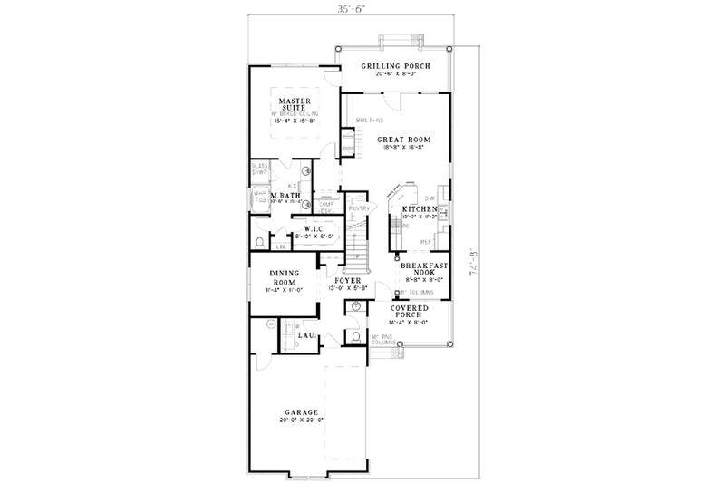 Home Plan - Floor Plan - Main Floor for Southern House Plan #17-2056 - 3 bed, 2.5 bath