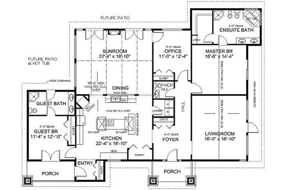 Floor Plan - Main Floor for Country House Plan #126-218 - 3 bed, 2.5 bath