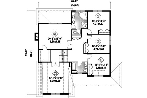 Floor Plan - Upper Floor for Country House Plan #25-4684 - 4 bed, 2 bath