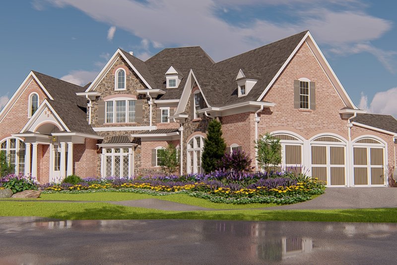 Home Plan - Exterior - Front Elevation 4 for European House Plan #54-423 - 4 bed, 4.5 bath