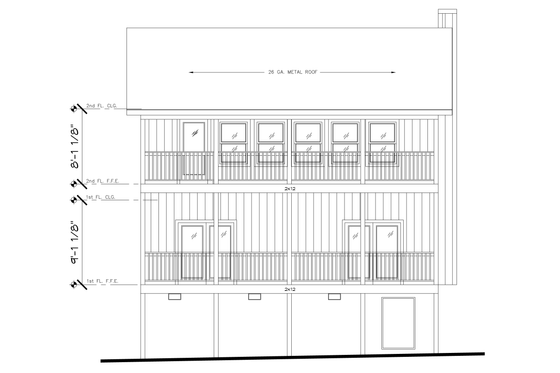 Exterior - Rear Elevation 1 for Cabin House Plan #123-119 - 2 bed, 2.5 bath