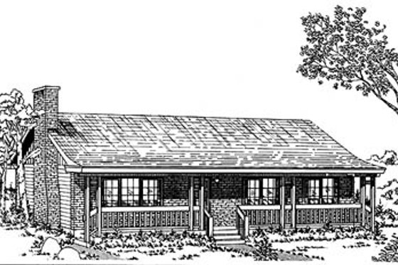 Exterior - Front Elevation for Ranch House Plan #47-121 - 3 bed, 2 bath
