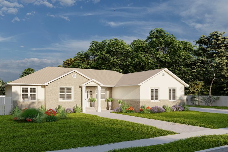House Plan Design - Exterior - Front Elevation 3 for Ranch House Plan #1060-234 - 3 bed, 2 bath