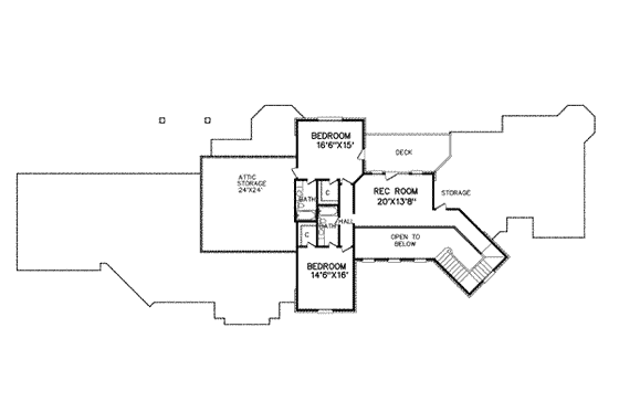 Floor Plan - Upper Floor for Mediterranean House Plan #65-501 - 4 bed, 4.5 bath