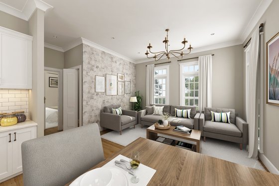 Interior - Family Room for Cottage House Plan #45-624 - 1 bed, 1 bath